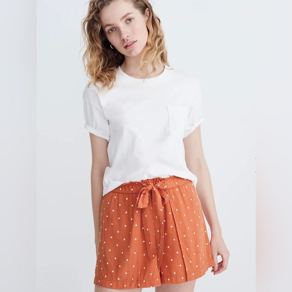 Madewell Drapey Pull-On Shorts in Polka Dot